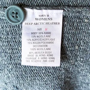 Vintage WOOLRICH Button Up Light Blue Wool Embroidered Sweater ~ Women's MEDIUM thumbnail 9