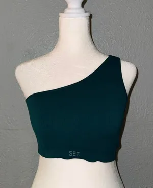 Set Active Ribbed One Shoulder Bra in Mojito‎ Size Medium thumbnail 1
