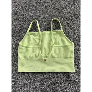Fabletics Crop Tank Top Womens Small Lime Green Ribbed Knit thumbnail 2