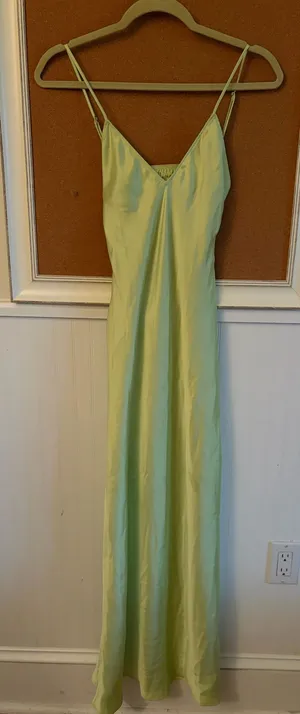 ZARA Green Midi Dress Satin thumbnail 1