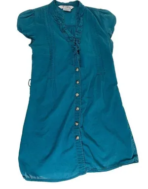Lots of Love by Speechless Small Blue Cotton Dress/Top Short Sleeve Turquoise thumbnail 1
