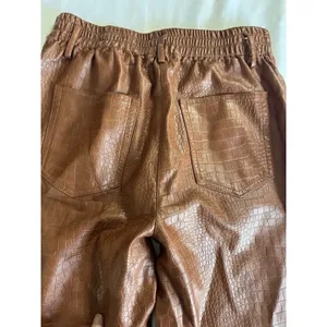 Skies Are Blue Camel Vegan-leather Straight Leg Pants M Embossed thumbnail 7