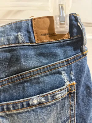 American Eagle Outfitters Blue Distressed Denim Mini Skirt Size 6 thumbnail 8