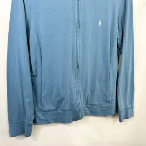 Ralph Lauren Medium Jacket Blue Full‎ Zip Cotton Hoodie Preppy Y2K Athletic 574 thumbnail 5