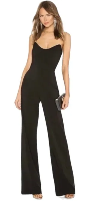 Nookie Black Diamond Strapless Wide Leg Jumpsuit size XS Black J1 thumbnail 1