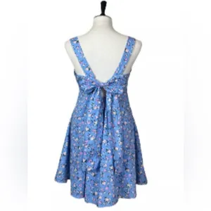 NWT Altar’d State Square Neck Tie Back Blue Pink Floral Dress, Medium thumbnail 2