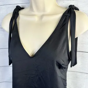 ASOS Black Back Plunge Shoulder Tie One Piece Swimsuit Sz 8 Bathing Suit Resort thumbnail 4