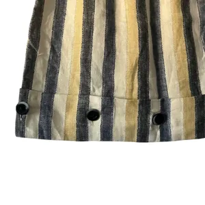 Edme & Esyllte Striped‎ Linen Blend Mini Skirt Button Hem Pockets Pleated Sz 2 thumbnail 2