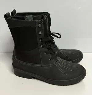 Women's Clarks-Carima Luna-Black Leather Textile Zip Boots Sz 9.5 M C-2 thumbnail 1