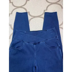 Halara Flex High Waisted Crossover Pockets 7/8 blue jeans, size large, 02699020 thumbnail 3