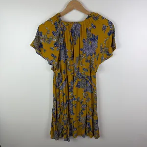 By Anthropologie Robin Tiered Mini Dress Small Yellow Floral Paisley Boho‎ Flowy thumbnail 4