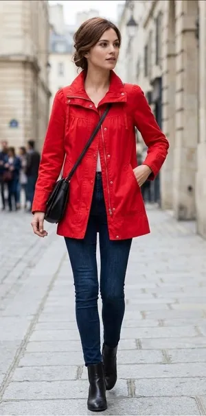 Old Money Y2K H&M red peacoat with a stand collar size 4 thumbnail 1