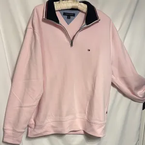 Preppy Tommy Hilfiger Light Pink 3/4 Zip-Up Women’s Sweatshirt NWOT thumbnail 1