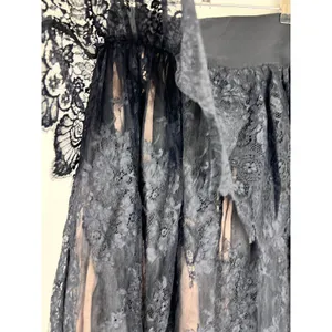 Black Lace Layered Peplum Midi Skirt Whimsygoth Gothic Romance XS thumbnail 12
