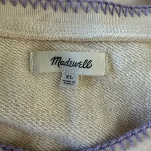 XL cream-colored Madewell Stitched Sweatshirt Top Sweater Long Cleave Pullover thumbnail 3