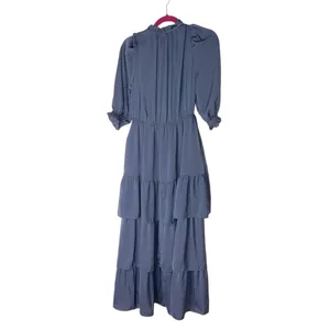 Melloday Women's Medium Elegant Blue Tiered Midi Dress thumbnail 3