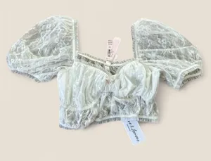 For-love-lemons Women's Cream and White Crop-top thumbnail 1