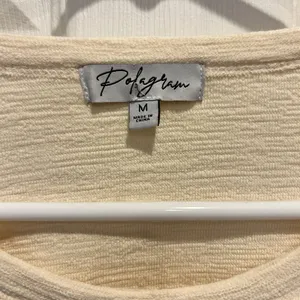 Polagram Cream Textured Puff Sleeve Top with Floral Contrast Cuffs M Cottagecore thumbnail 4