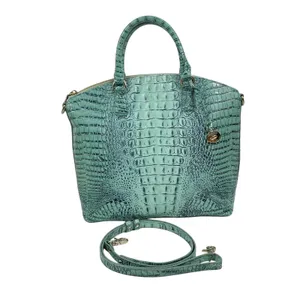 Brahmin Large Duxbury Satchel Bag Biscay Melbourne Blue Green Leather Croc thumbnail 3