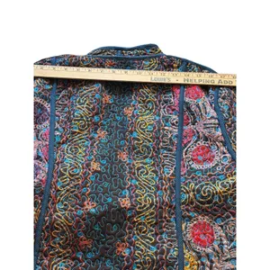 Quilted Embroidered Jacket Boho Artisan Coat Multicolor Statement Piece Multiple Size M thumbnail 5