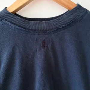 FREE PEOPLE Blue Terry Cotton Blend Crewneck Thumbhole Crop Sweatshirt Womens XS thumbnail 4