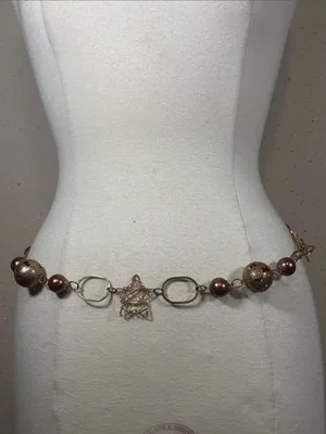Bronze Gold Tone Chain Y2K Belt Necklace Waist Chain Boho thumbnail 1