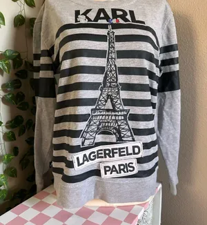 Karl Lagerfeld Gray and Black Eiffel Tower Sweater thumbnail 2