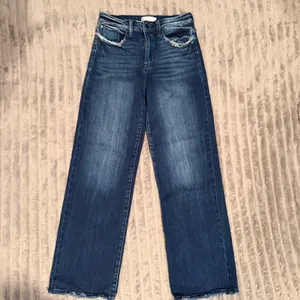 Petra 153 Womens High‎ Rise Wide Leg Jeans Dark Wash Raw Hem Size 5/26 thumbnail 2