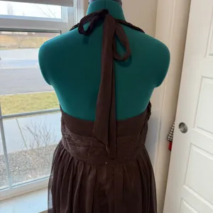 Brown Vintage Mini Y2K Halter Embellished Beaded Tulle Dress Fairycore Large thumbnail 7