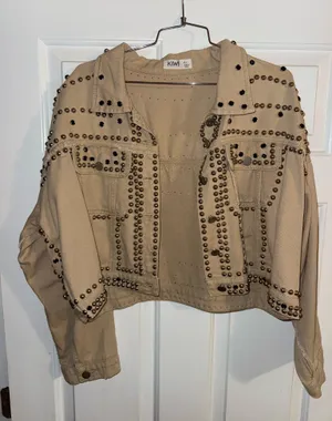 Beaded cropped jacket Tan Size L thumbnail 1