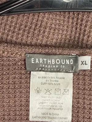 Earthbound Trading Co. Waffle Knit Long Sleeve Top Fair Isle Cuffs XL thumbnail 4