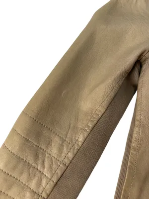 J.Crew Collection Genuine Leather Moto Jacket Beige Taupe Size 4 thumbnail 9