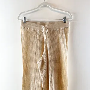 Pact Womens Sandshell Beachside Crochet Knit Beach Pants Tan Beige Small thumbnail 5