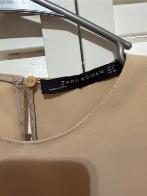 Zara Elegant Women’s Flutter Sleeve Top in Beige size medium thumbnail 6