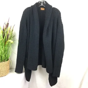 POL Black Cozy Fuzzy Soft Oversized Open Front Knit Sweater M thumbnail 2