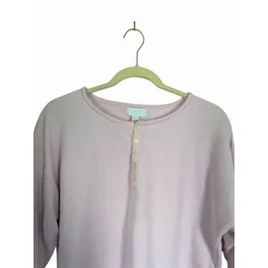 Love By GAP Women's Sz S Light Pink Waffle Knit Henley Cropped Top Cotton Blend thumbnail 2