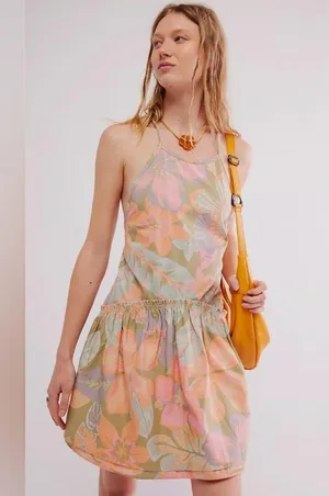 Free People Desert Island Mini Dress in Rainforest Combo size Medium, NWT thumbnail 3