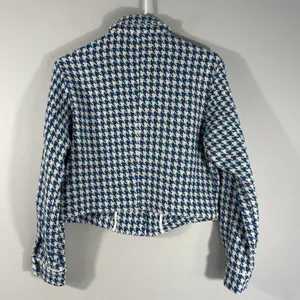 Anthropologie Dolan Left Coast Cropped Jacket Women XS Blue Houndstooth Print thumbnail 7