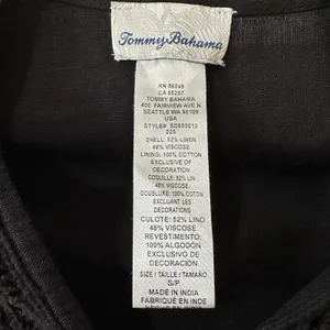 Tommy Bahama St Lucia Dress Small Black Split Neck Eyelet Linen Blend Cover‎ Up thumbnail 7