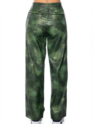 Vintage Y2K Green Wide Leg Faux Leather Pants thumbnail 4