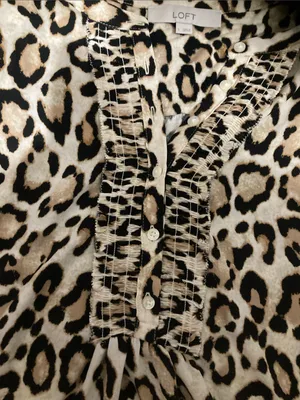 LOFT Leopard Print Sleeveless Ruffle-Front Shell - Cream & Black thumbnail 3