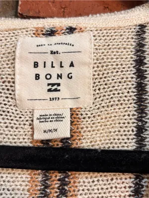 Billabong womens baja beach striped knit pullover hoodie cream M thumbnail 4
