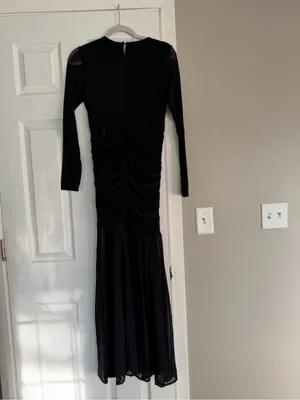 Black Bodycon Ruffle Sheer Sleeve Long Maxi Dress Event Date Night thumbnail 8