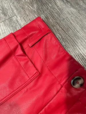 Anthropologie NWOT Maeve The Colette Cropped Vegan Leather Pants – Red thumbnail 9