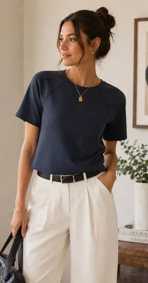 J Brand Black Scuba Short Sleeve Top Structured Raw Hem‎ Size S JW50WO4457 thumbnail 1