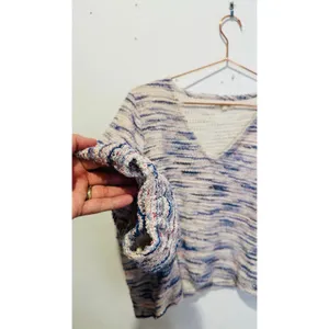 MADEWELL Blue White V- Neck Long Sleeve Cotton Sweater size Extra Large thumbnail 2