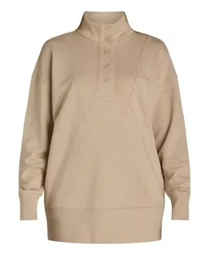 Time and Tru Womens Pullover Sweatshirt Size S Champagne Mock Neck Button Top thumbnail 1