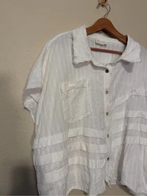 OLI & HALI Women’s White Button Down Shirt Sleeves Oversized Size Large thumbnail 4