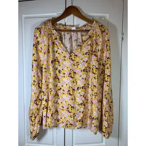 Gap Cottage Peasant Blouse Top Women XL‎ Floral Ruffle Boho Bloomcore Flowy thumbnail 3