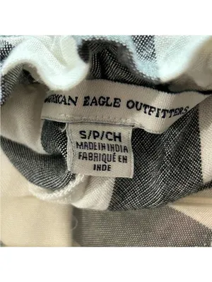American Eagle Outfitters Gray White Striped Paperbag Pants thumbnail 5